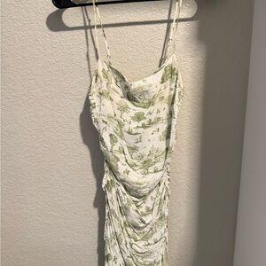 WeWoreWhat Green and White Patterned Dress
